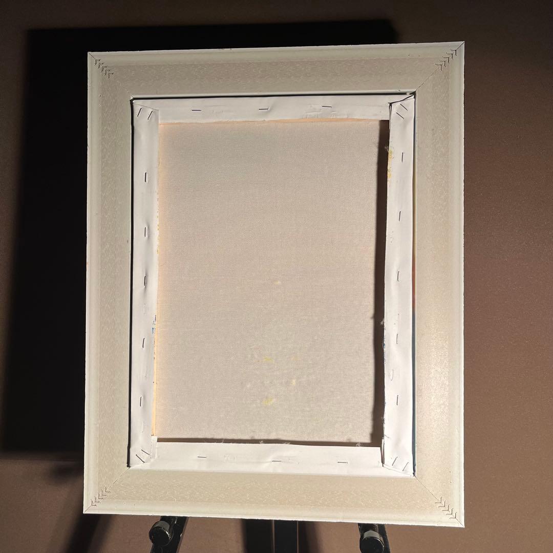 手描き油絵 sun set夕陽 額付 インテリア 油彩画 肉筆絵画