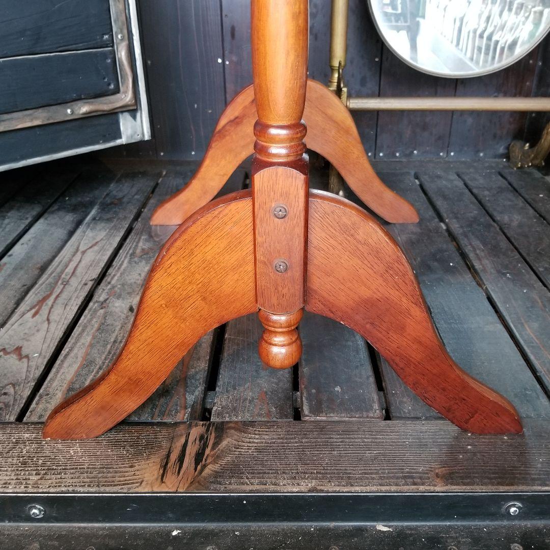 希少　美品　大型　オーバル　チーク　ウッド　カラー　無垢　硬木製　スタンドミラー