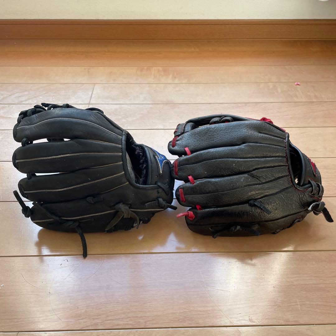 ミズノ 軟式野球グローブ 右投げセット小学生低学年用￼