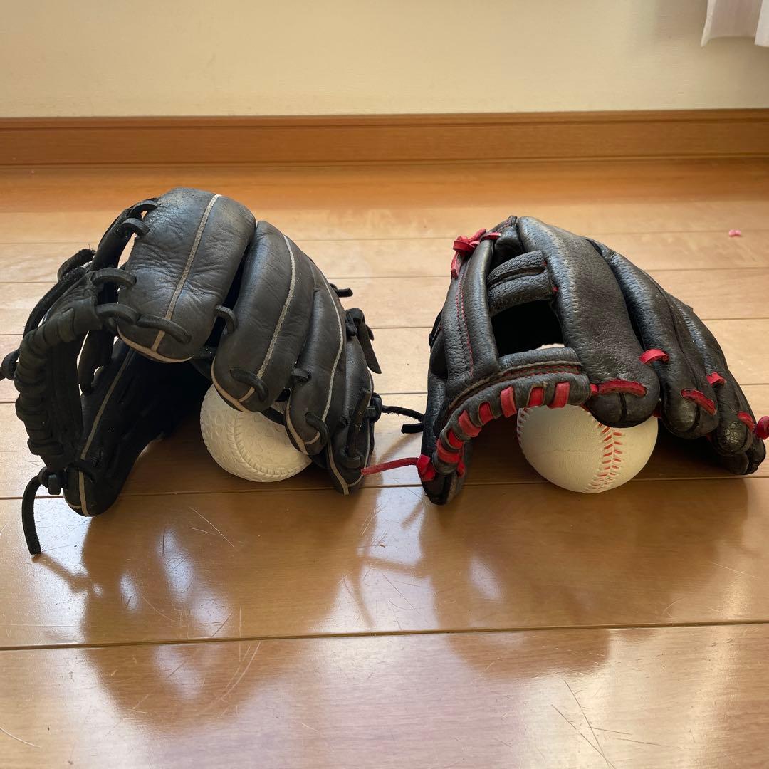 ミズノ 軟式野球グローブ 右投げセット小学生低学年用￼