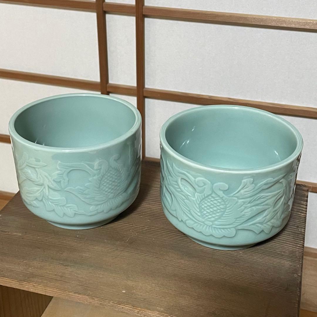 煙草盆　鳳凰　螺鈿　漆塗　タバコ盆　灰吹　昭和アンティーク　盆　青磁火入　竹灰吹