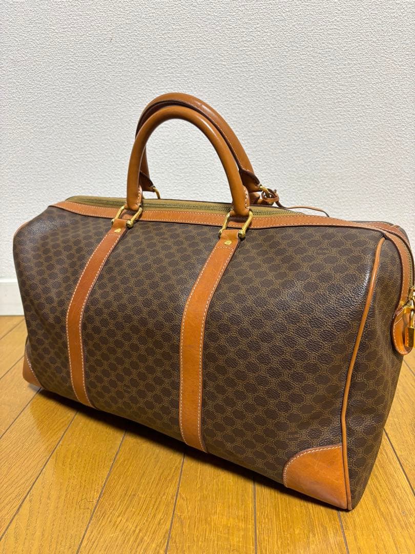 CELINE セリーヌ マカダム柄ボストンバッグ 美品 鍵付きオールドセリーヌ