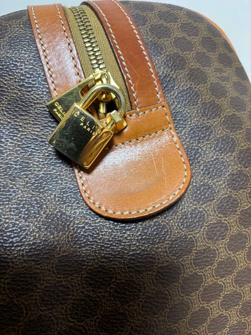 CELINE セリーヌ マカダム柄ボストンバッグ 美品 鍵付きオールドセリーヌ