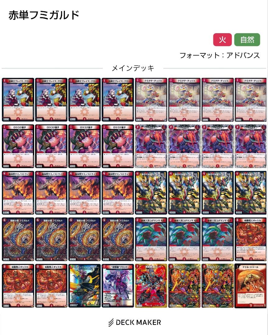 デュエルマスターズ 赤単フミガルド　赤単速攻　入れ替えパーツ付き