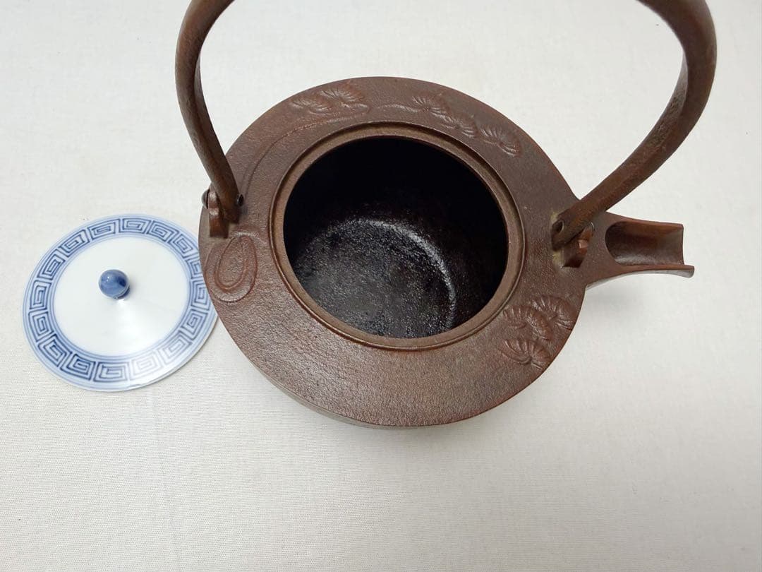 未使用 茶道具 人間国宝 高橋敬典造 松地紋 銚子 釜印 共箱