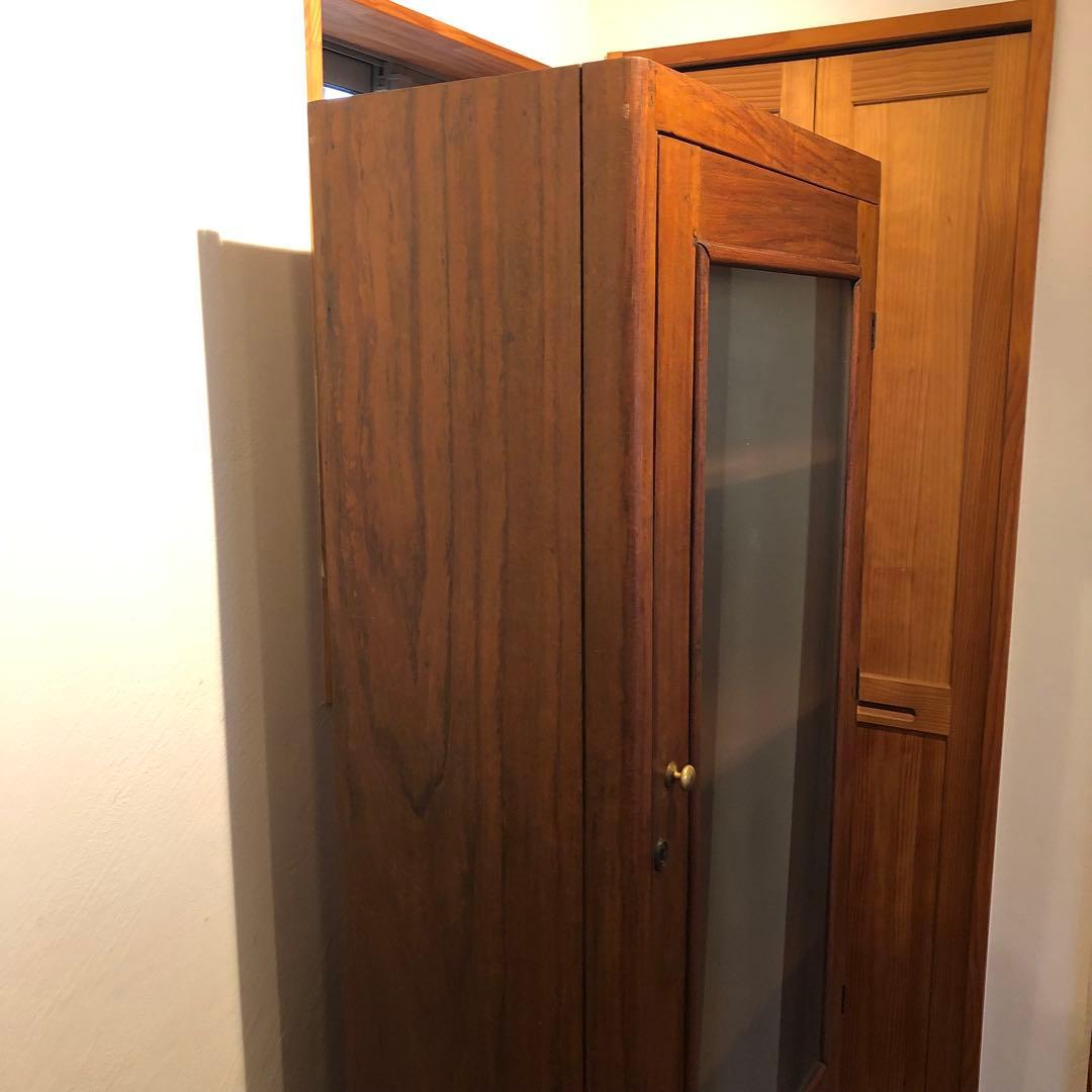 レトロ オーク材 本箱 食器棚 書庫 戸棚 収納 キャビネット