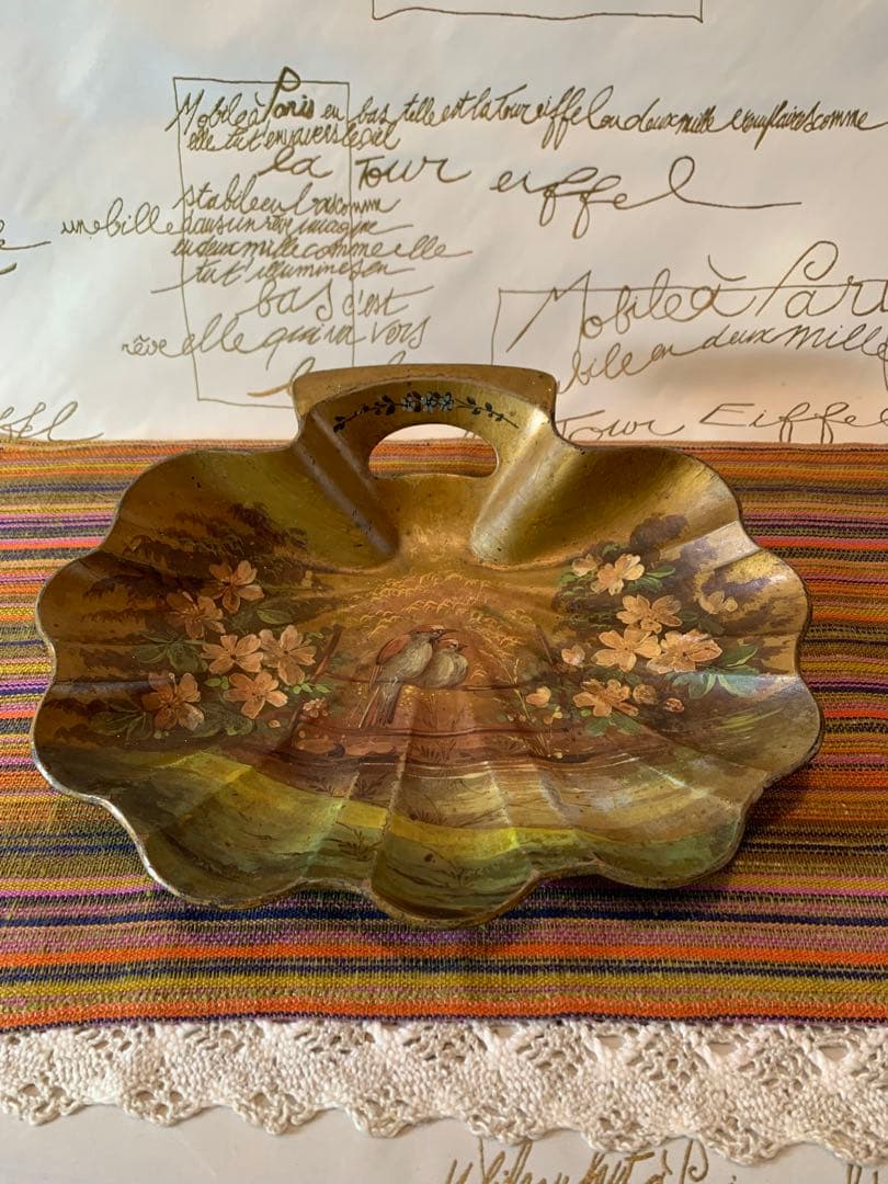 フランス製　アンティーク　ナポレオン期の絵柄が素敵な木製のプレート雰囲気抜群！