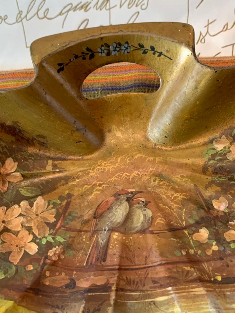 フランス製　アンティーク　ナポレオン期の絵柄が素敵な木製のプレート雰囲気抜群！