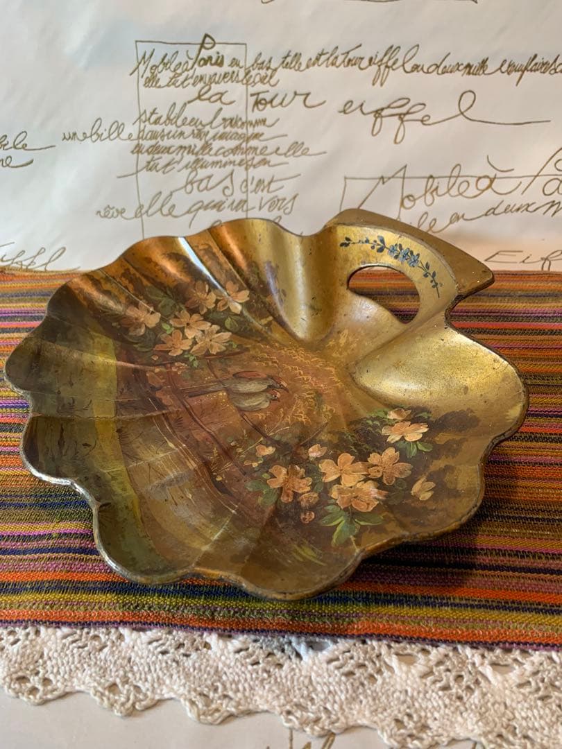 フランス製　アンティーク　ナポレオン期の絵柄が素敵な木製のプレート雰囲気抜群！