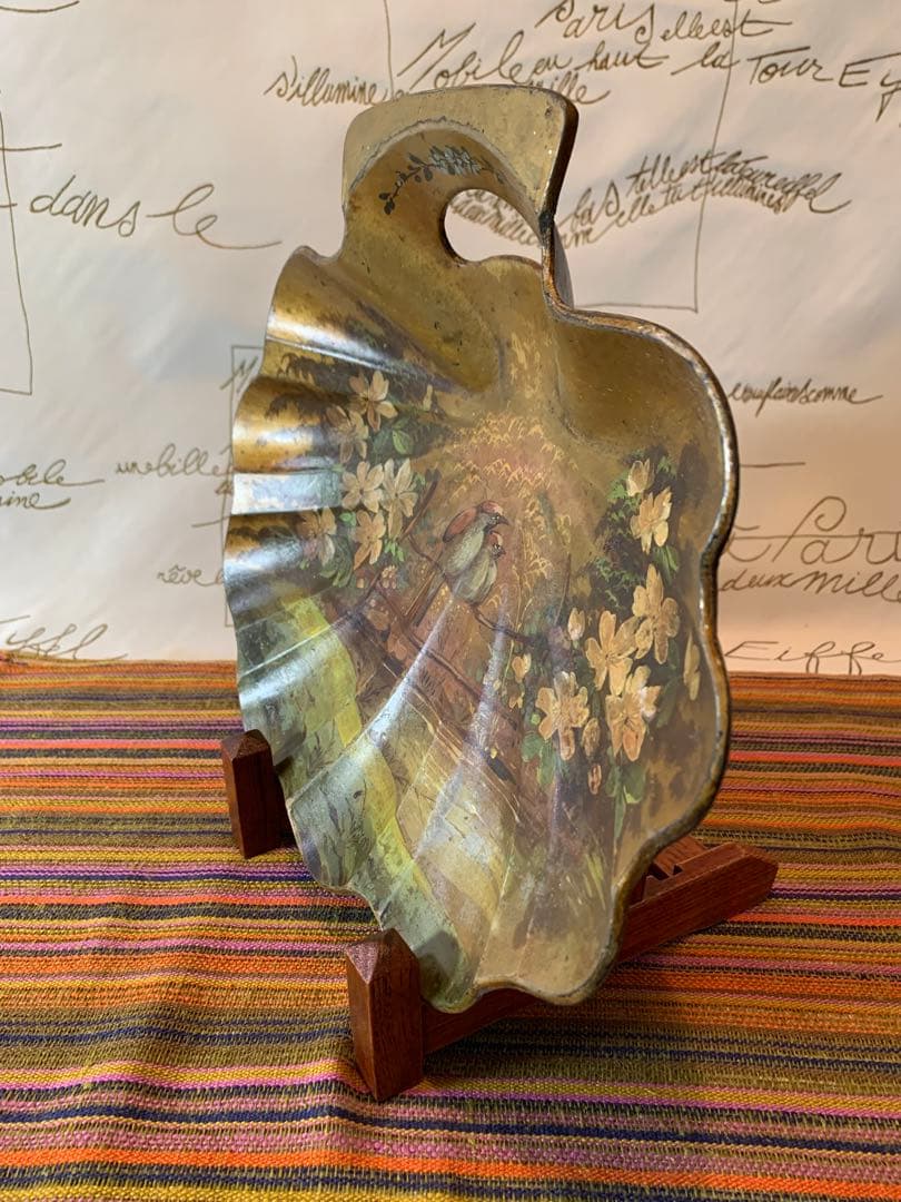 フランス製　アンティーク　ナポレオン期の絵柄が素敵な木製のプレート雰囲気抜群！