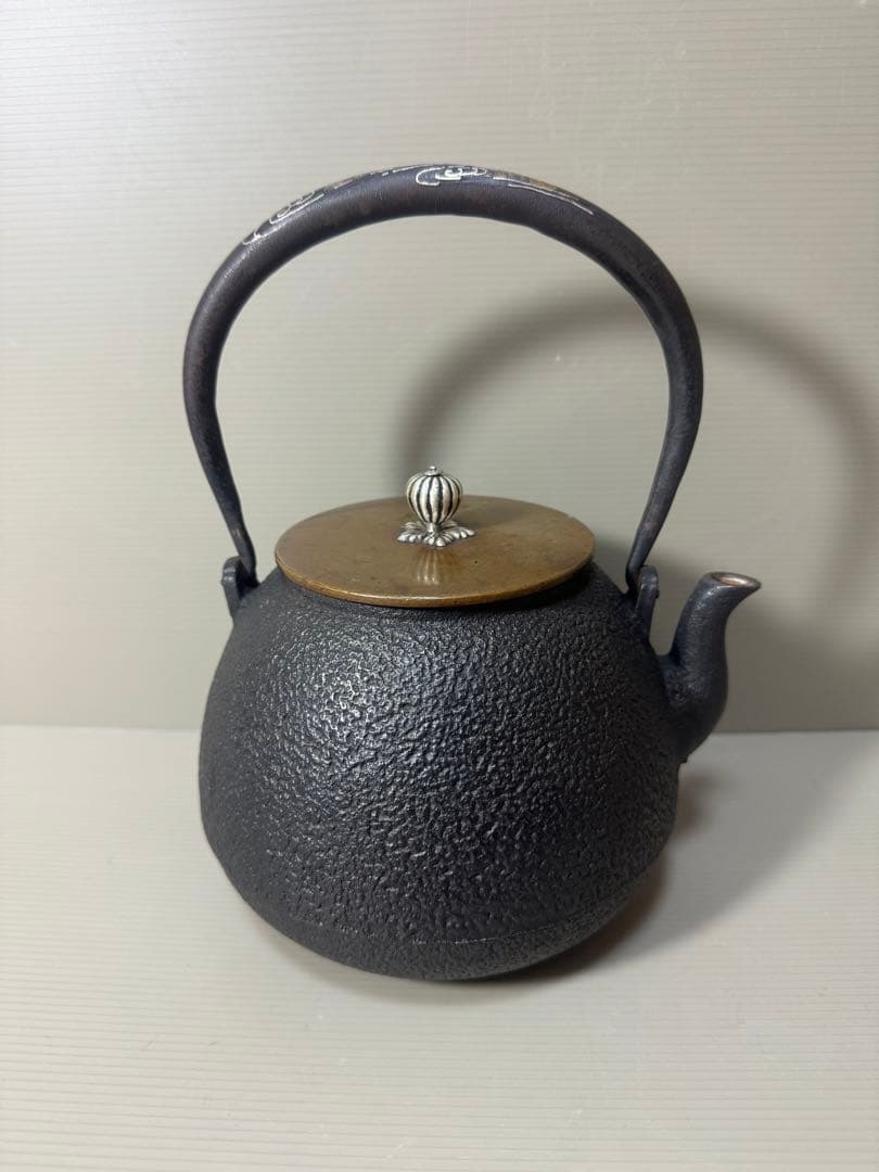 2135  龍文堂　鉄瓶　茶道具　時代物