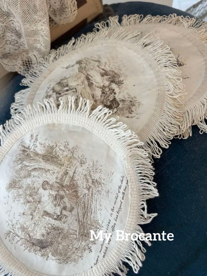 アンティーク雑貨 Victorian Printed Cotton Mats Set 4