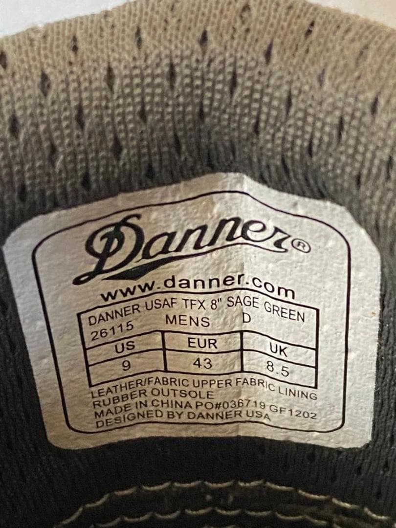 Danner USAF TFX セージグリーン 9D/UK8.5/EU43