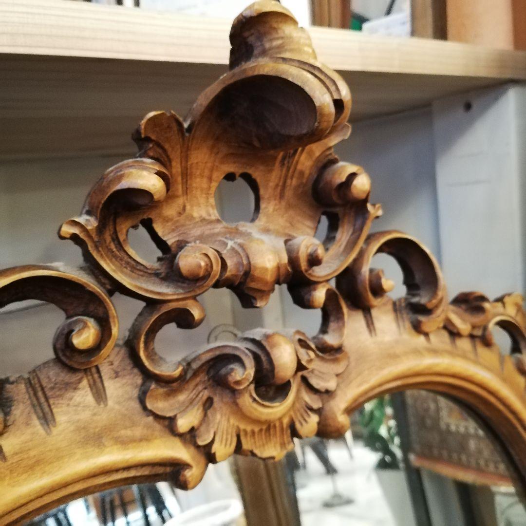 ◇大型アンティーク ヴィンテージ 無垢材フレーム ウォールミラー