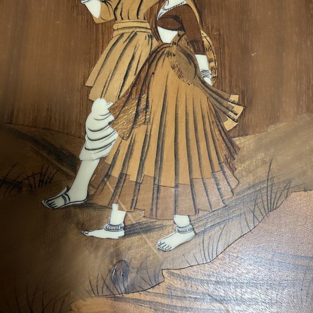 紫檀木の絵画　ウッドアート、インド土産