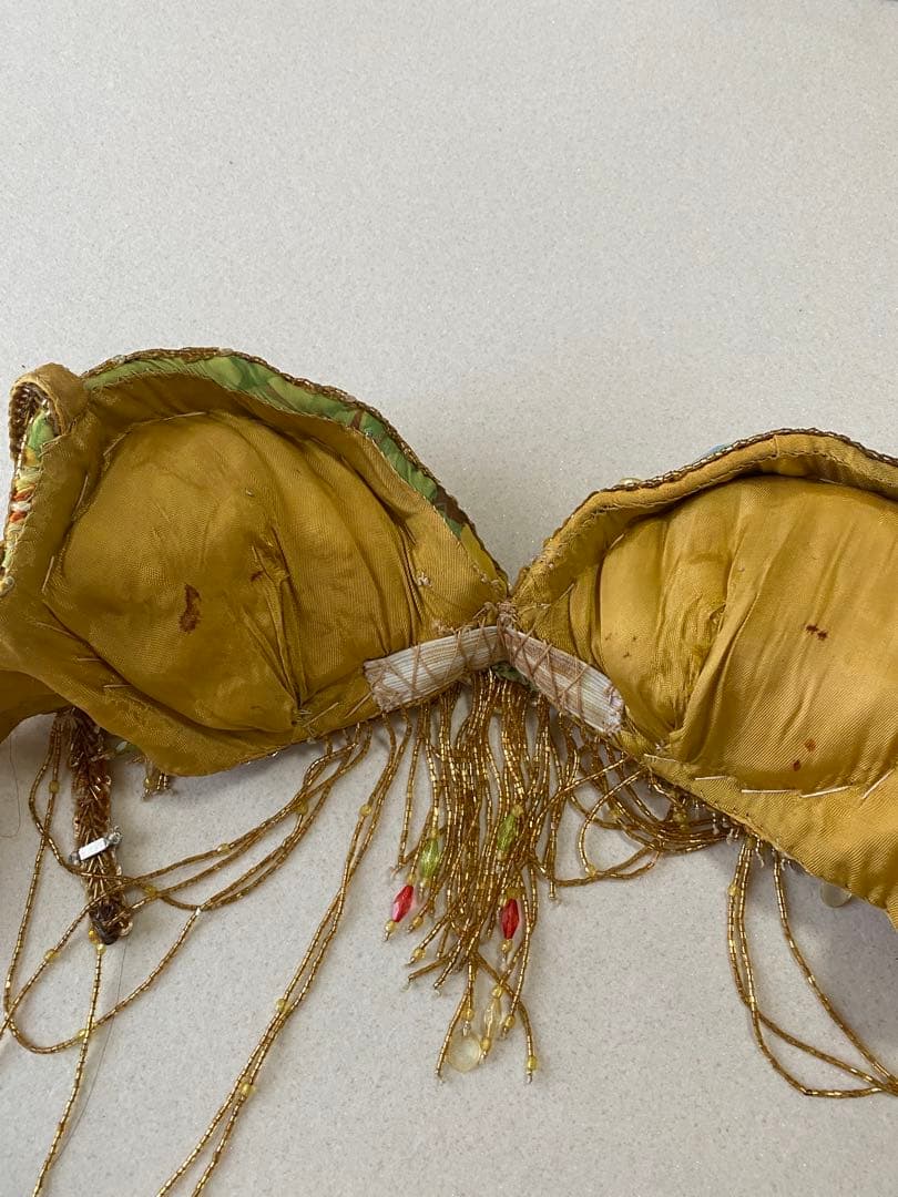 ベリーダンス衣装 ベラ（Bella） ゴールド×黄緑花柄