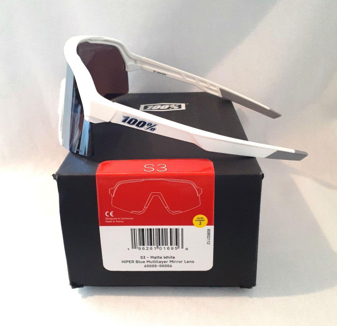 100% S3 ホワイト ブルー ワンハンドレッド サングラス