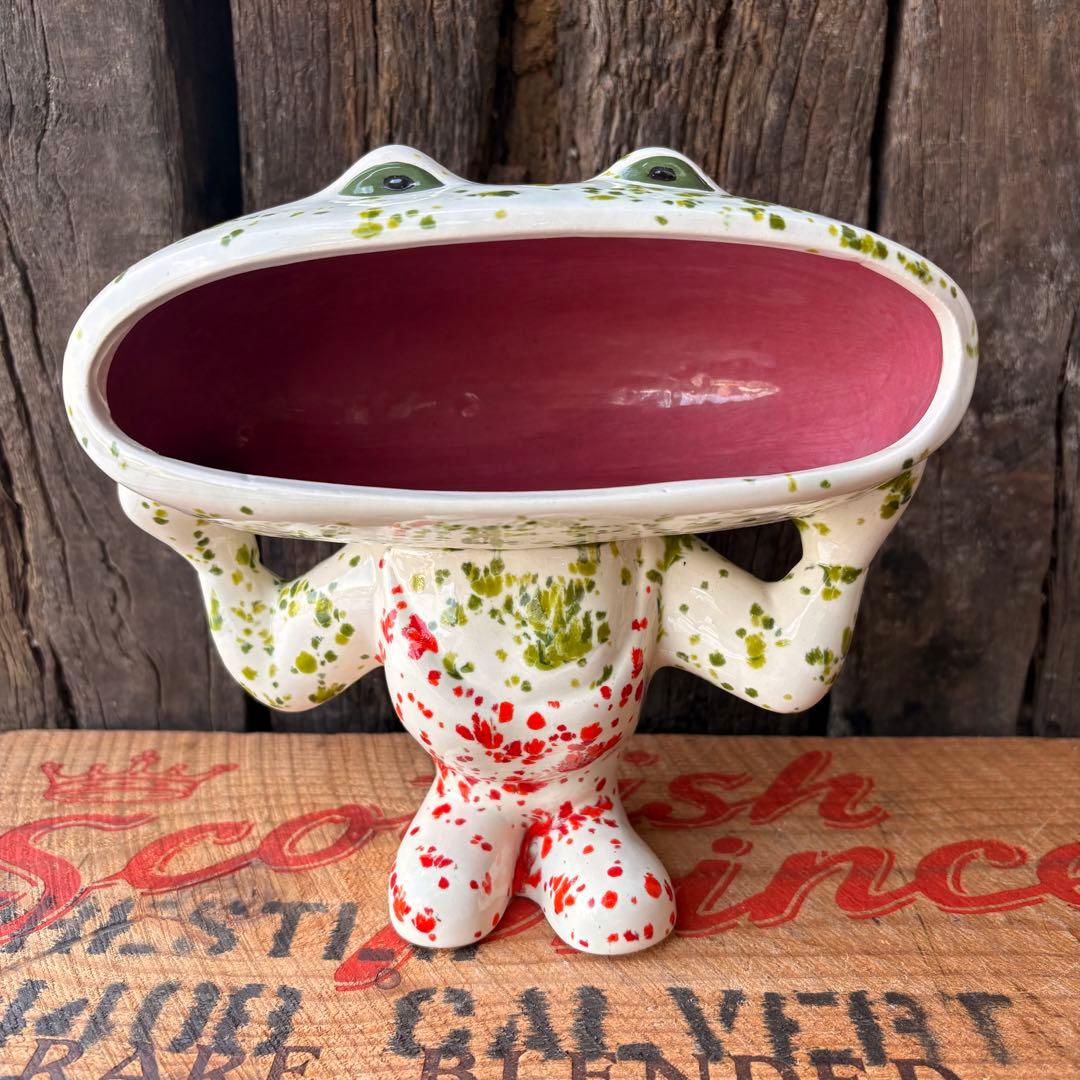 【1970s USA vintage】カエル 置物 キャンディディッシュ