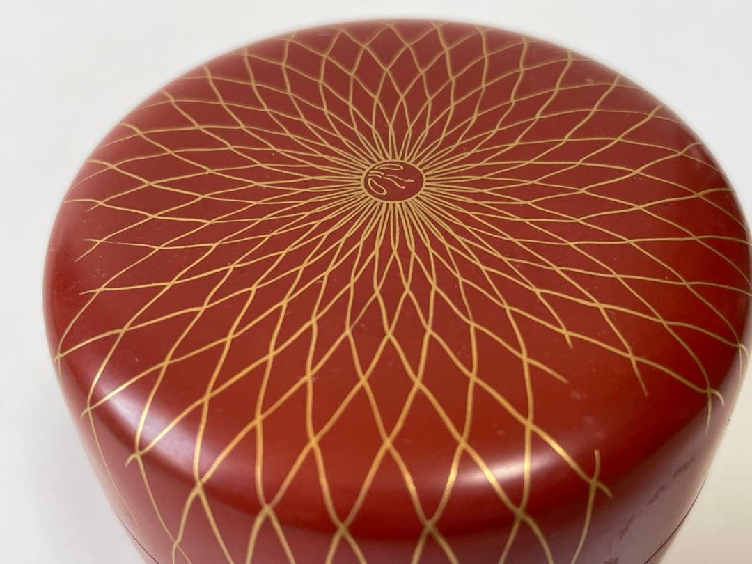 茶道具　漆匠　前端春斎　破網目蒔絵　朱中棗　夏目　内銀　共箱