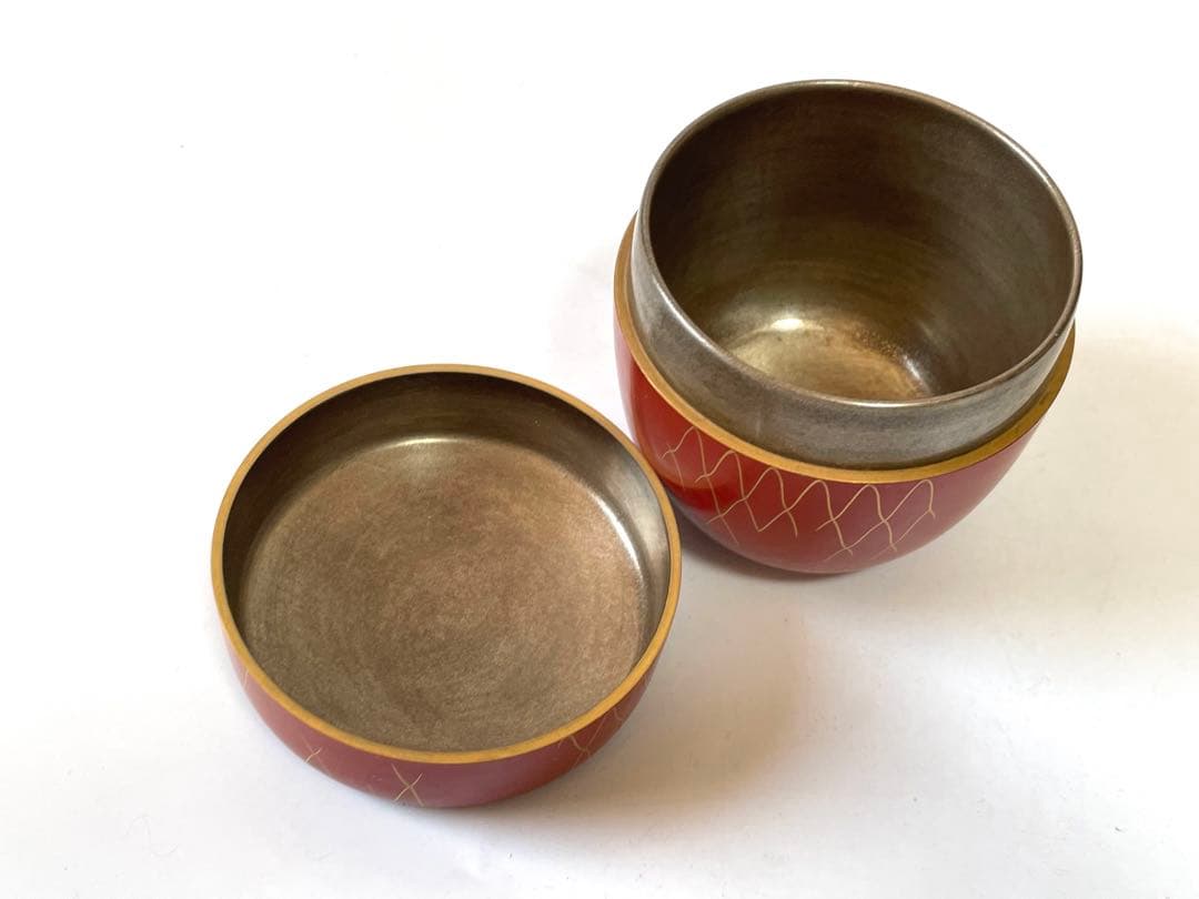 茶道具　漆匠　前端春斎　破網目蒔絵　朱中棗　夏目　内銀　共箱