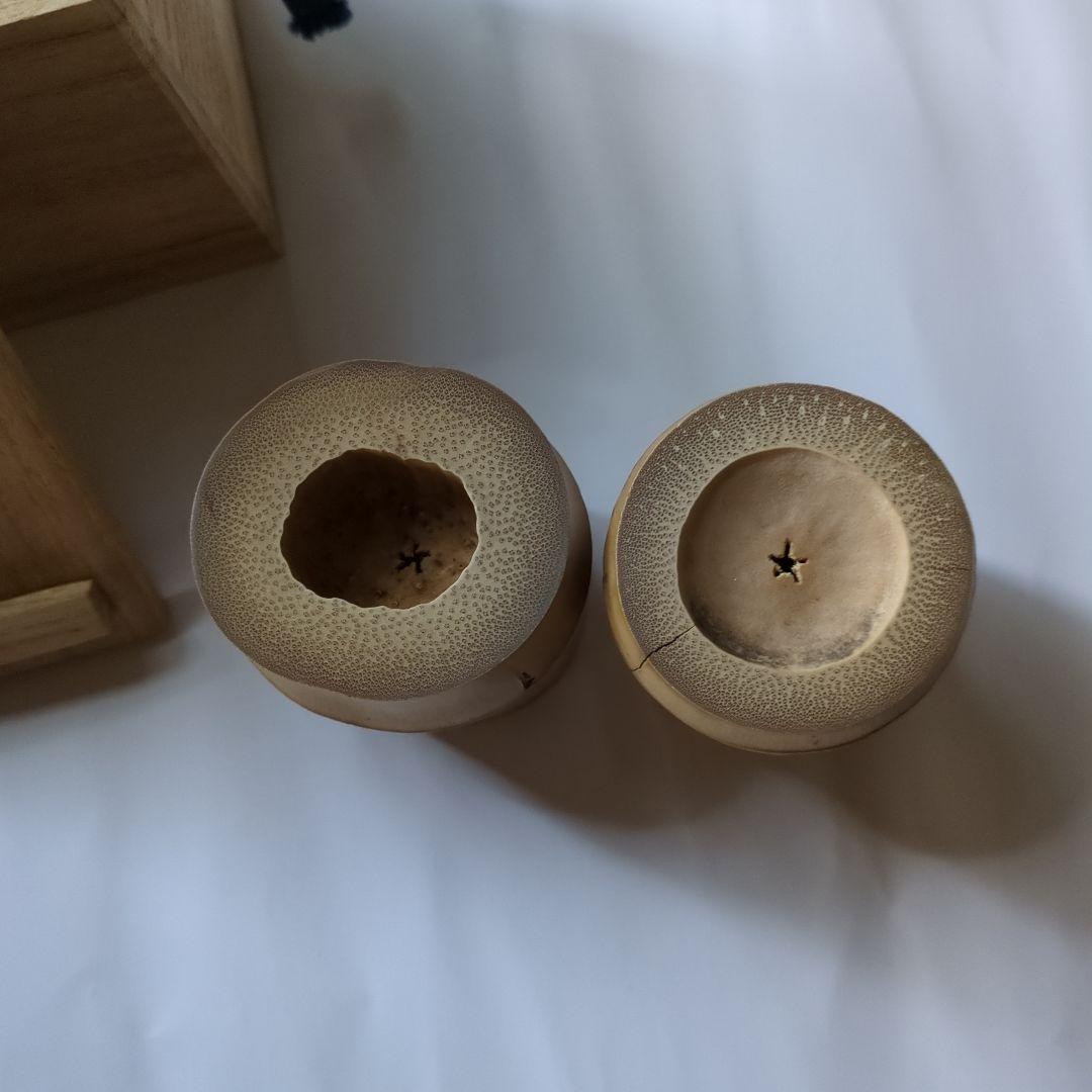 竹蓋置き壱双（いっそう)　細谷喝堂箱書き　送料込(７５０円)