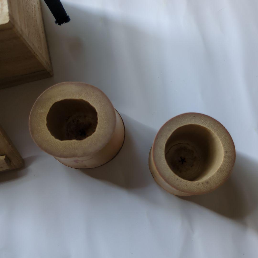 竹蓋置き壱双（いっそう)　細谷喝堂箱書き　送料込(７５０円)