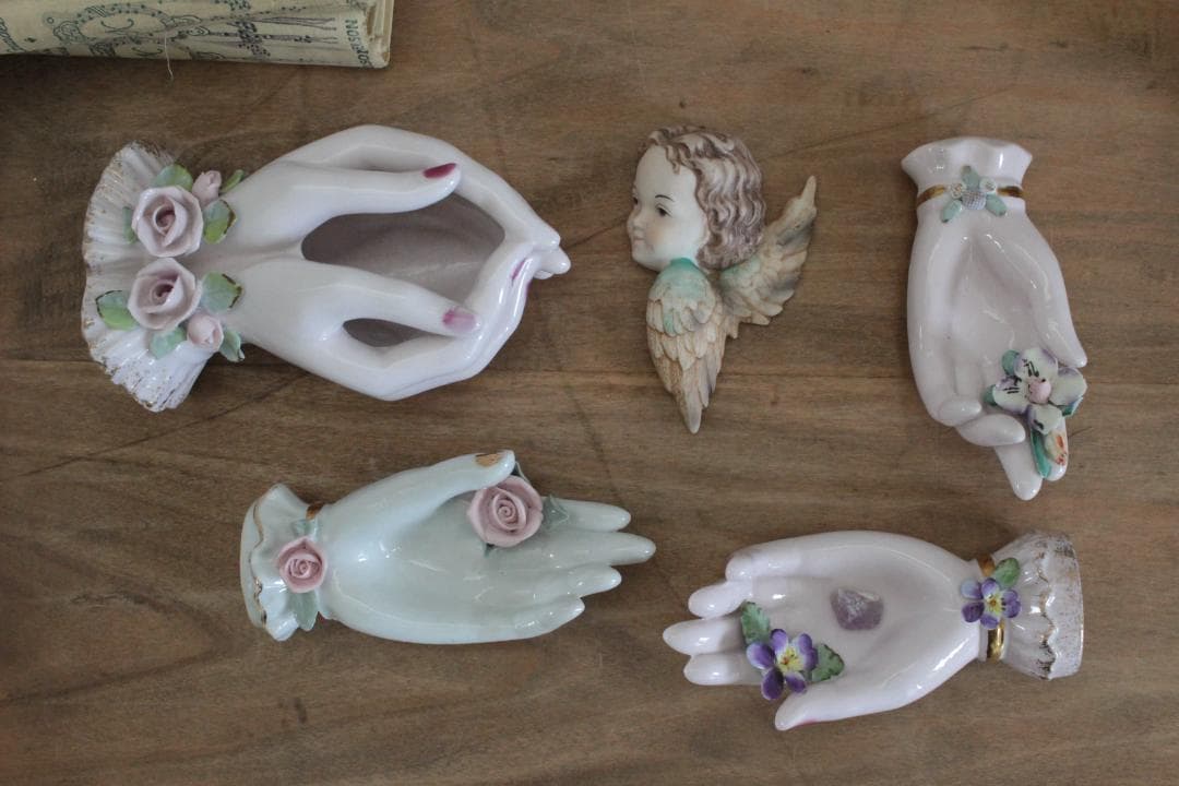 【D】バラ・レフトンのハンドモチーフ/Lefton Porcelain