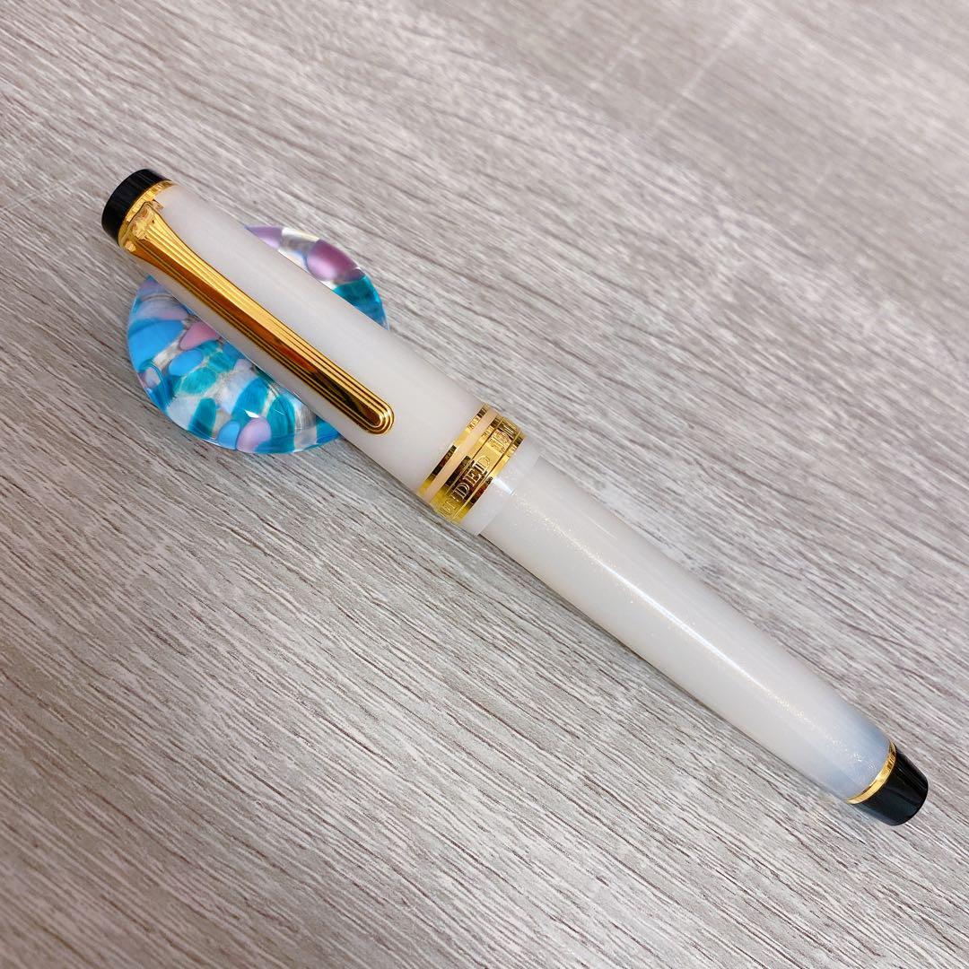 【美品】セーラー 四季織 万年筆 名月 MF 中細 コンバーター付き 14K