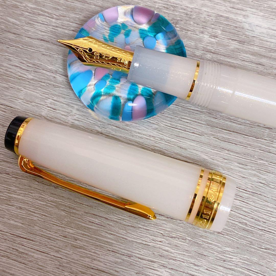 【美品】セーラー 四季織 万年筆 名月 MF 中細 コンバーター付き 14K