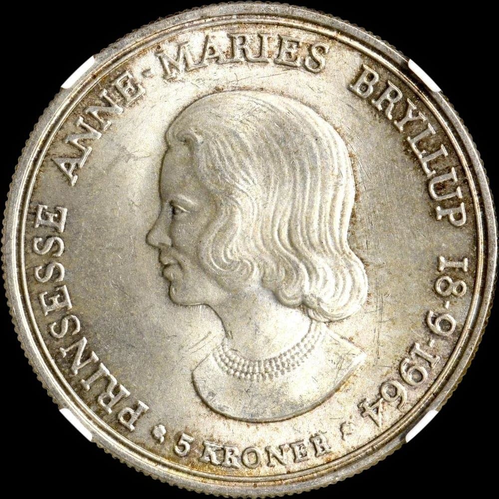 ⭐️【NGC MS64】デンマーク王国 S5K銀貨 アン・マリー王女の結婚式