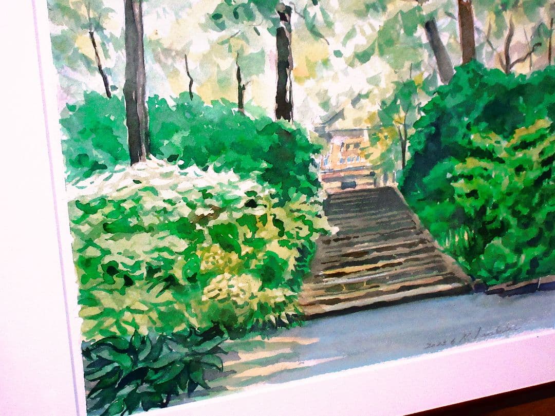 水彩画 (北鎌倉浄智寺)額縁付き