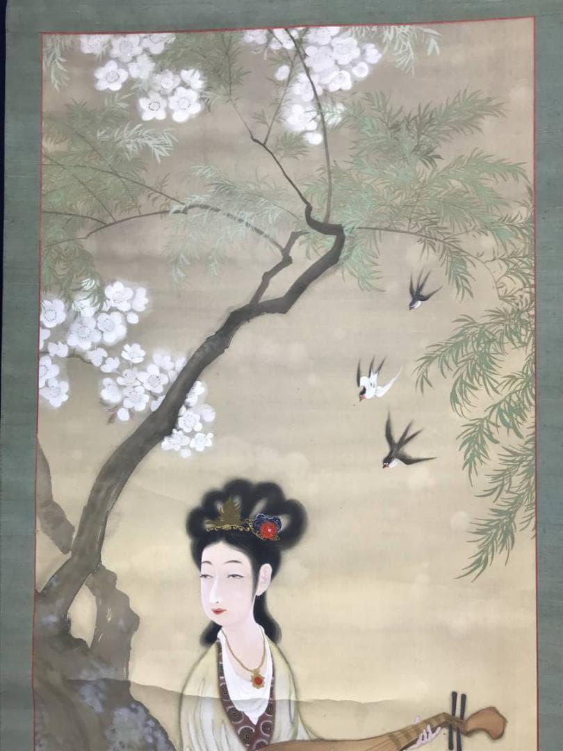 【真作】大暉/唐美人/梅の妖精/美人図/美人画/掛軸/名家伝来/AC-257