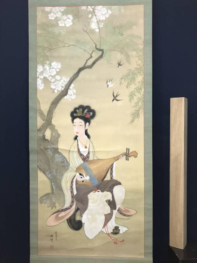 【真作】大暉/唐美人/梅の妖精/美人図/美人画/掛軸/名家伝来/AC-257