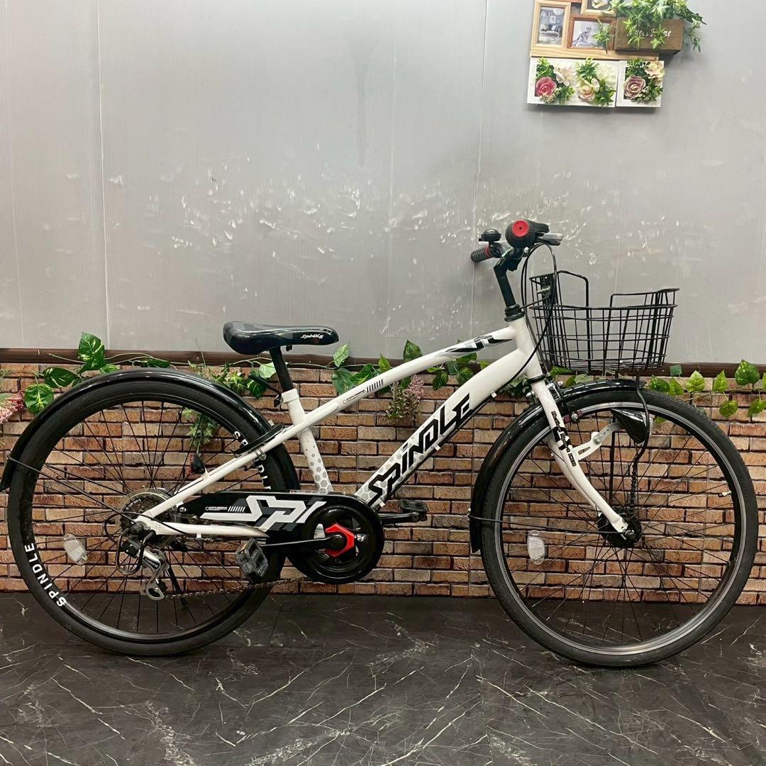 【107】子供用自転車 子供車 SPRNDLE ホワイト 24インチ 変速付き