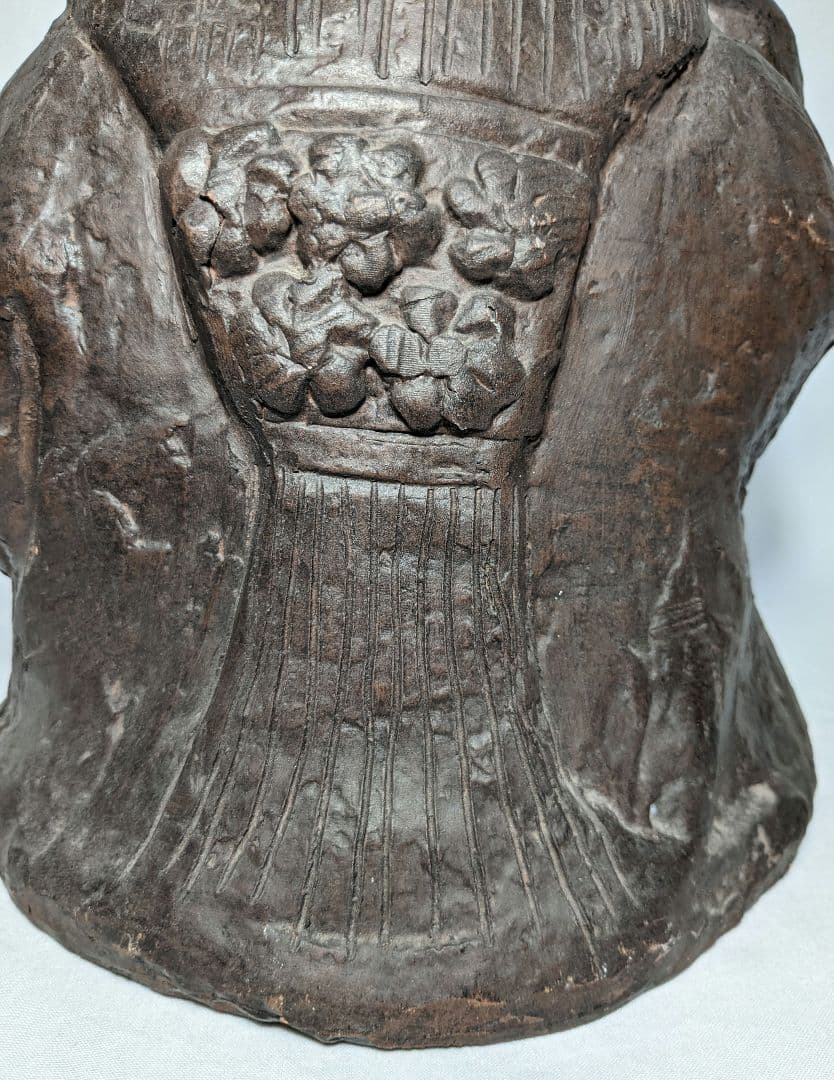 備前焼 手招きおたふく像 おかめ 陶像 置物 縁起物 彫刻 工芸品 細工物 希少