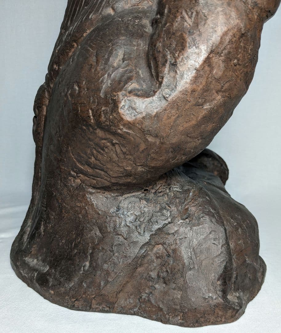 備前焼 手招きおたふく像 おかめ 陶像 置物 縁起物 彫刻 工芸品 細工物 希少