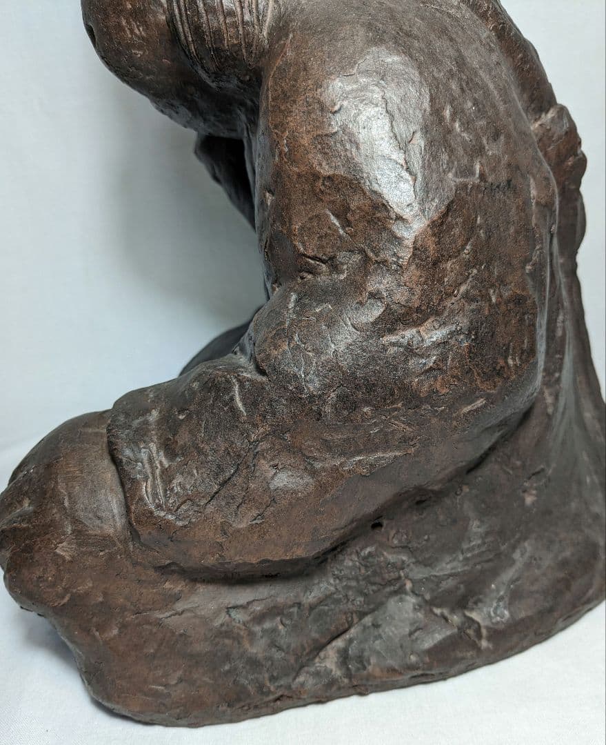 備前焼 手招きおたふく像 おかめ 陶像 置物 縁起物 彫刻 工芸品 細工物 希少