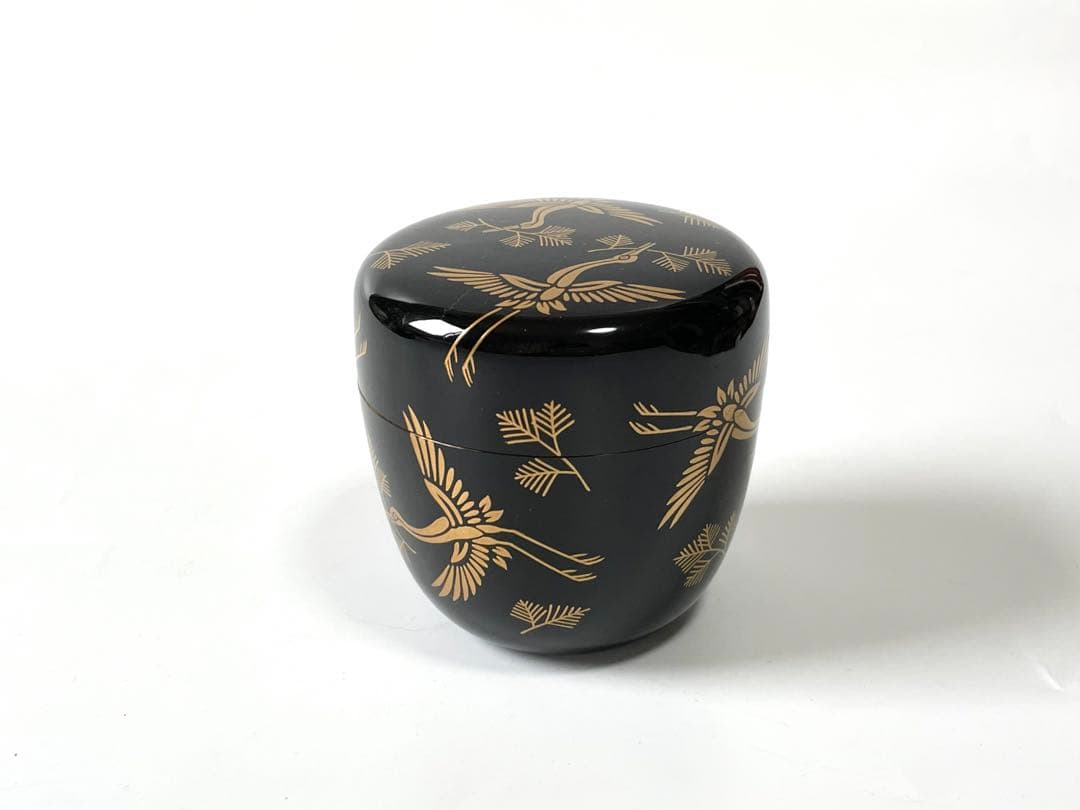 漆芸　漆塗　塗師　畑幸春　松食鶴　松喰鶴　蒔絵　棗　なつめ　共箱