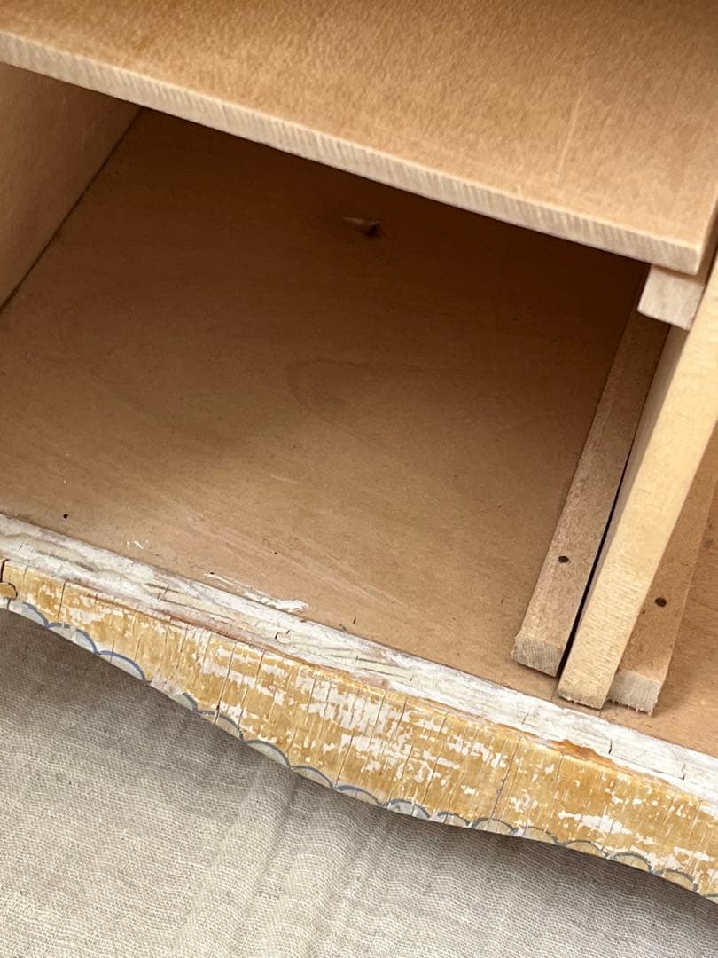 アンティークビスクドールドールワードローブチェスト木製小家具小物収納