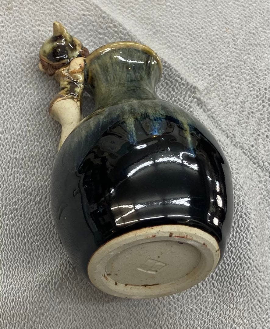 B37  森元青芳作  徳利　砥部焼　花生   「念ずれば花開く」人形　酒器