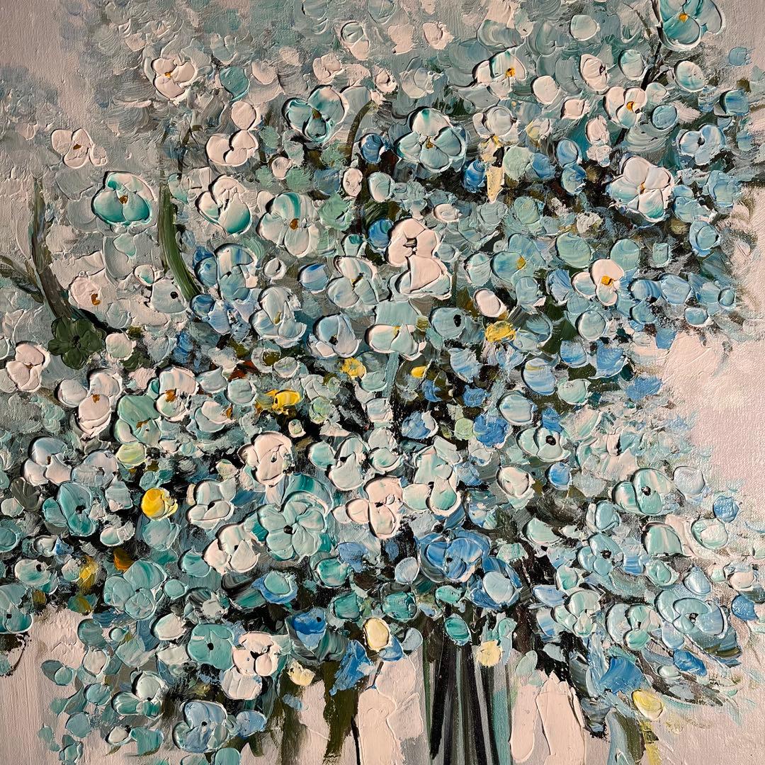 ★アサヒ★手書き油絵 花瓶の花 額付 他1点