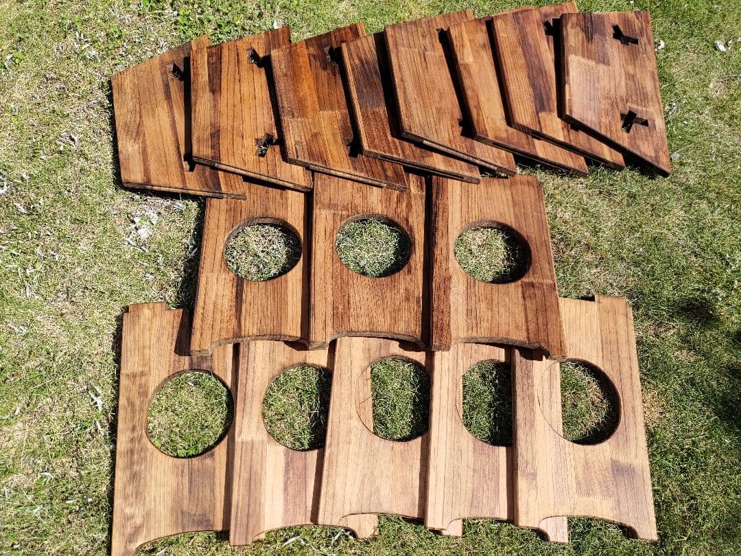 木製手作りキャンプテーブル 囲炉裏 組み立て式円卓 ファイヤーオクタゴンテーブル