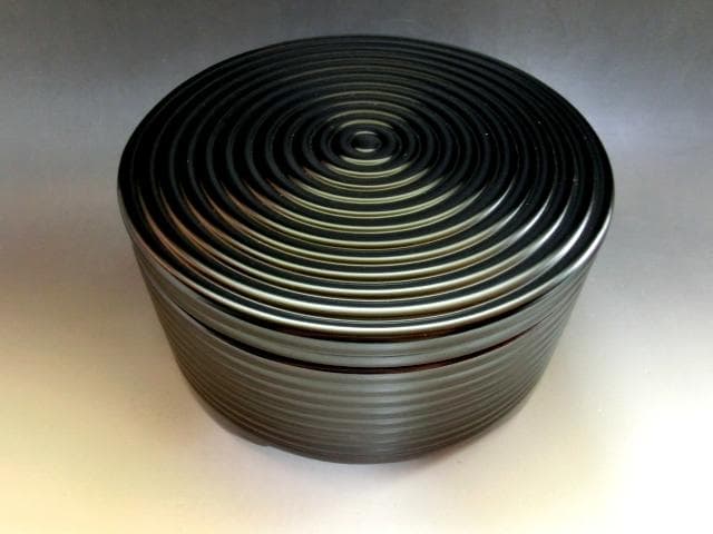 菓子器■浪花屋漆器店 堅牢漆器専買 喰籠 漆器 黒塗り 蓋物 桐箱 時代物■