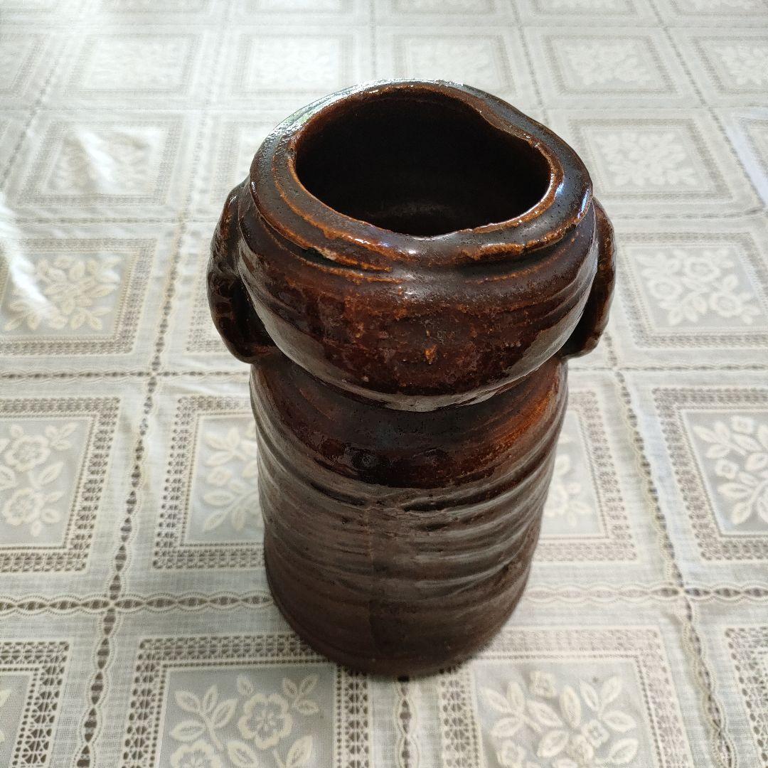 9代大樋長左衛門（陶土斎） 造『飴釉両耳花入』共箱付