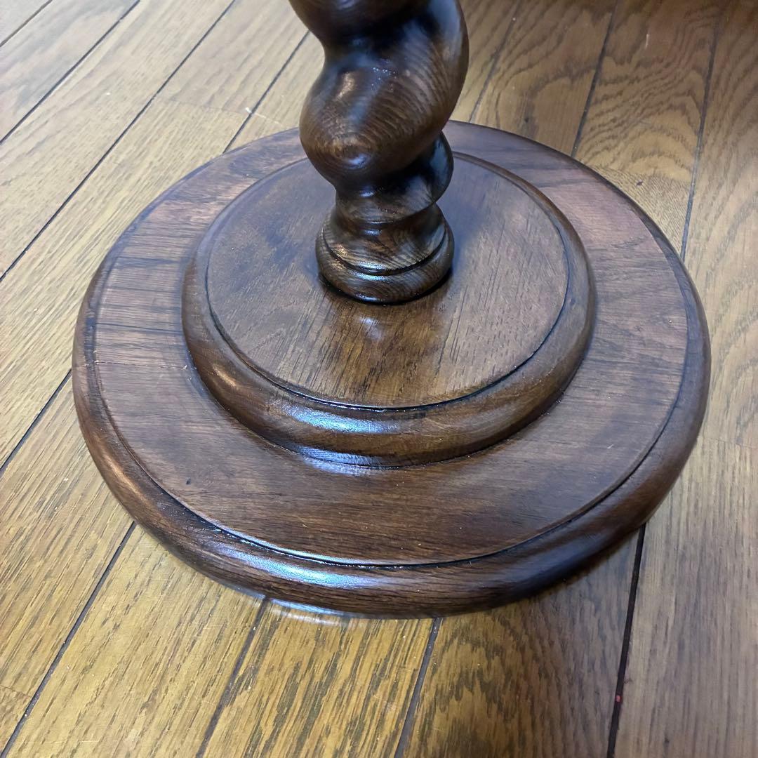 【未使用品】アンティーク調 花台 木製 イギリス 丸テーブル