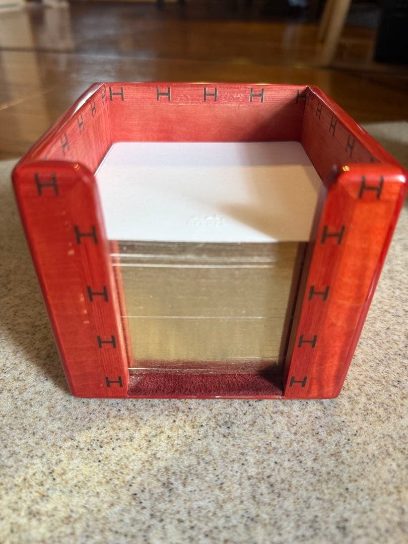 エルメス　ヴィンテージ木象嵌　ブロックメモ レフィル付き