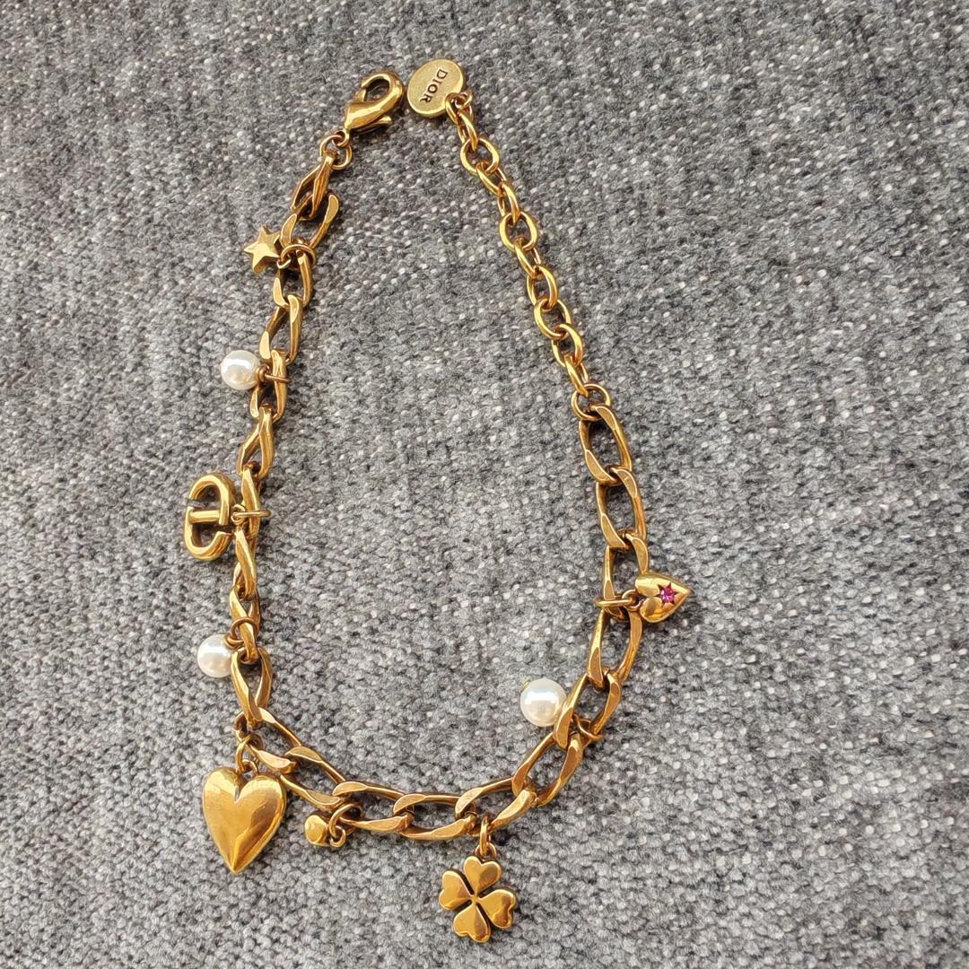 ゴールド ブレスレット ラインストーン ハート