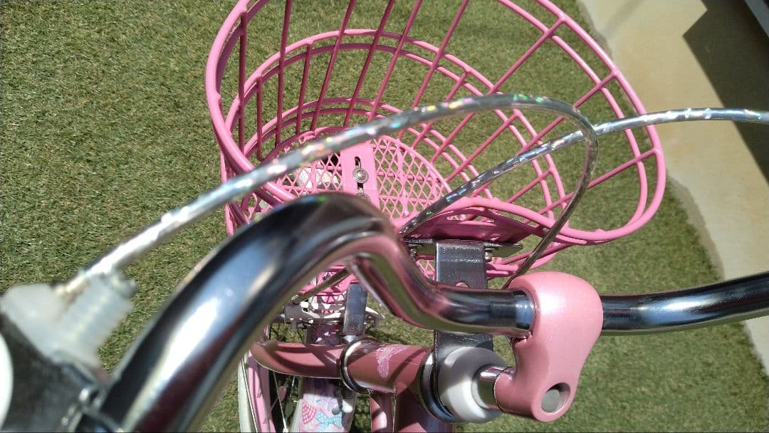 あさひサイクル　メゾピアノ　１６インチ自転車　スタンド補助輪、舵取りハンドル付き