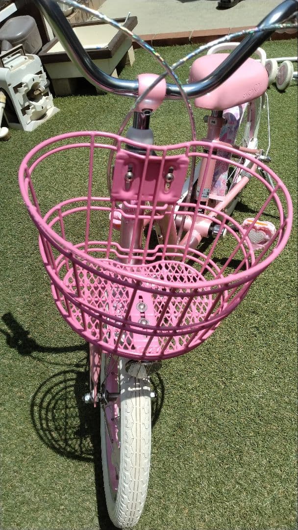 あさひサイクル　メゾピアノ　１６インチ自転車　スタンド補助輪、舵取りハンドル付き