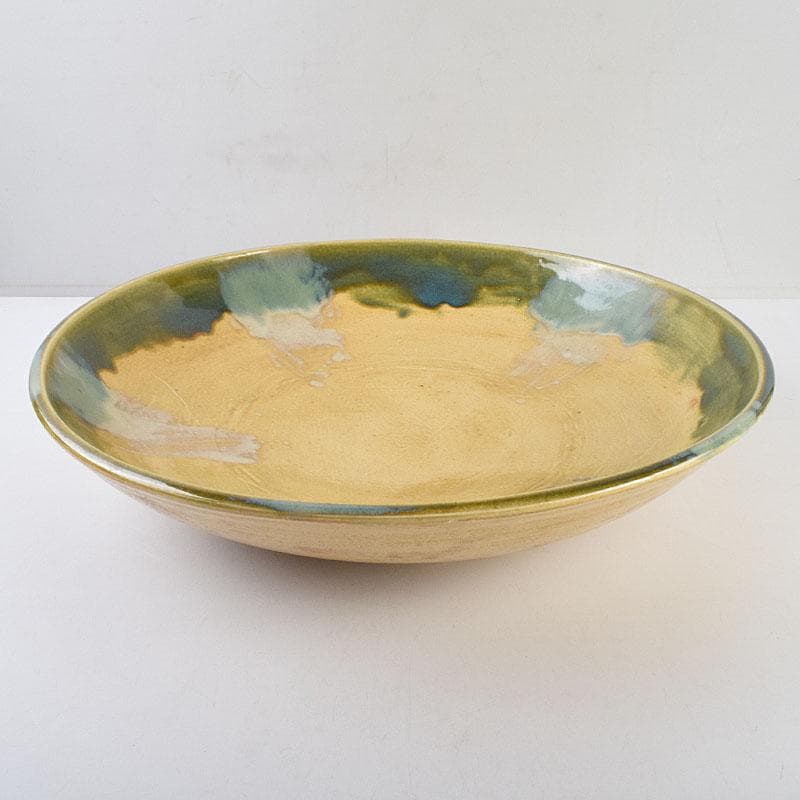 北大路魯山人作　黄瀬戸　大皿　約53cm　黒田陶々庵極め箱　F　R9498H